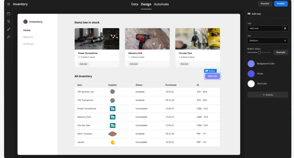 Budibase interface